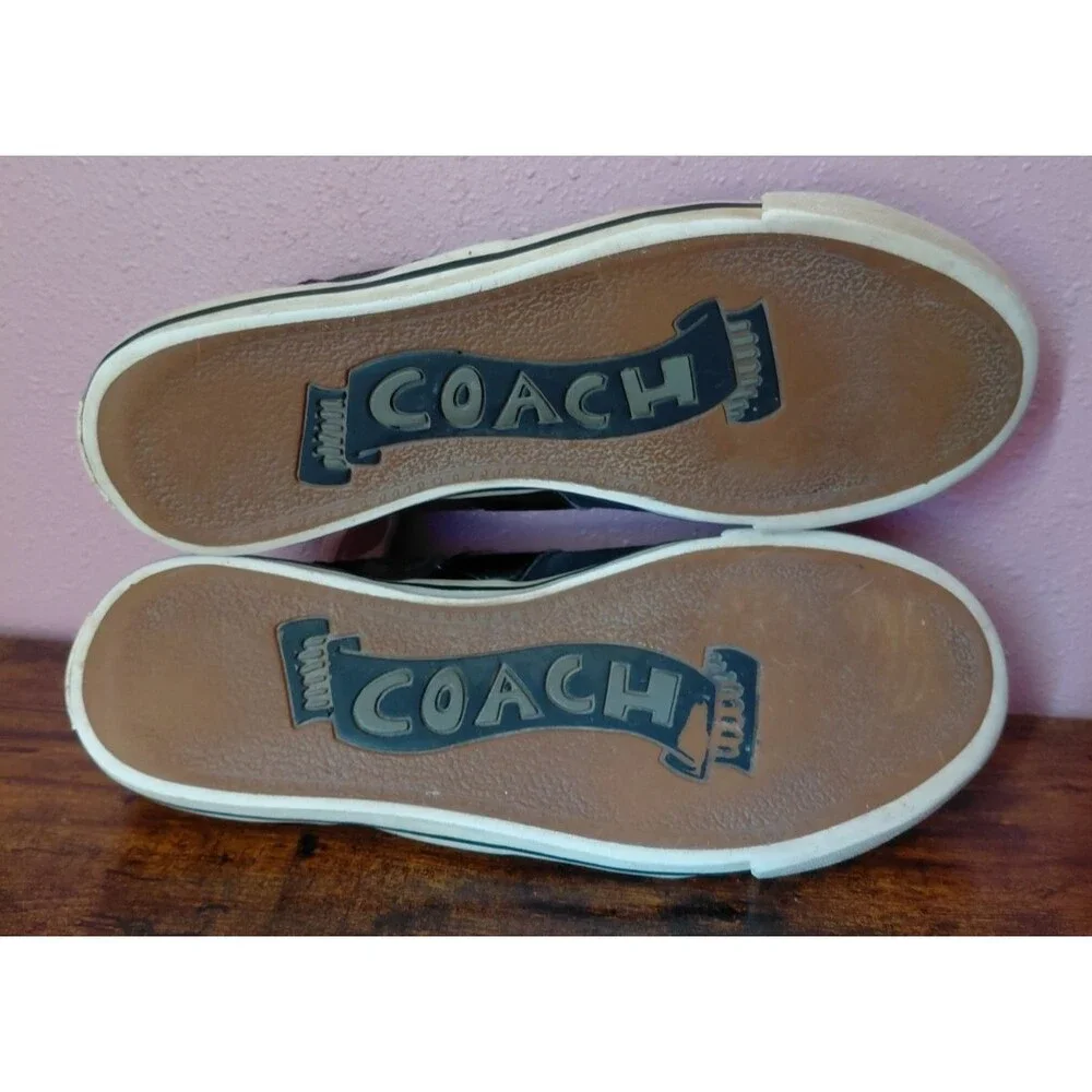 Coach Fillmore Black Sneakers Women's Size 8.5B Canvas Leather Shoes Monogram